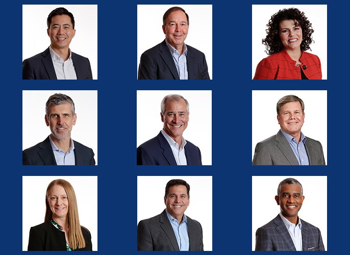  Executives on Blue Background